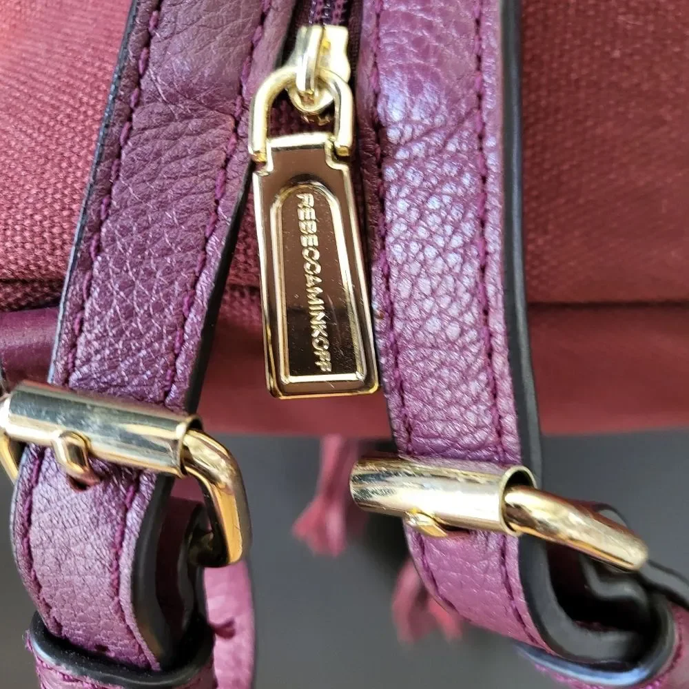 Rebecca Minkoff Mansfield Burgundy Leather Brit Brass Convertible Backpack Purse